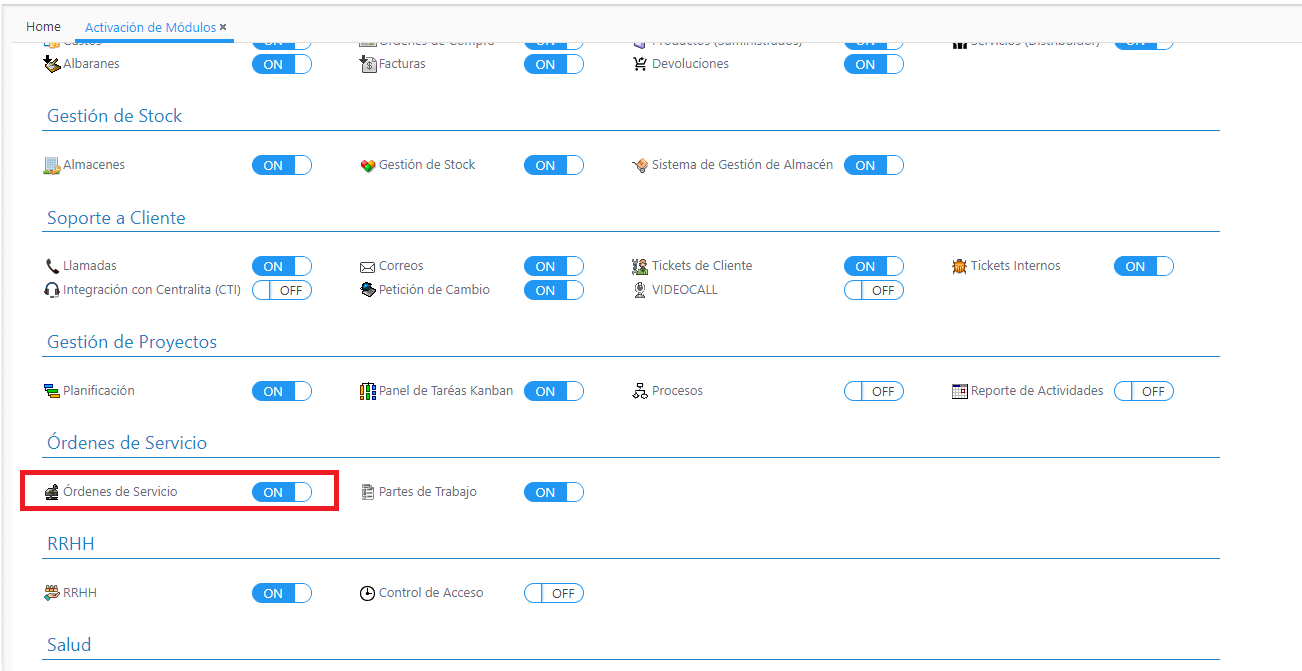 Mantenimento -  Activar Ordenes de Servicio